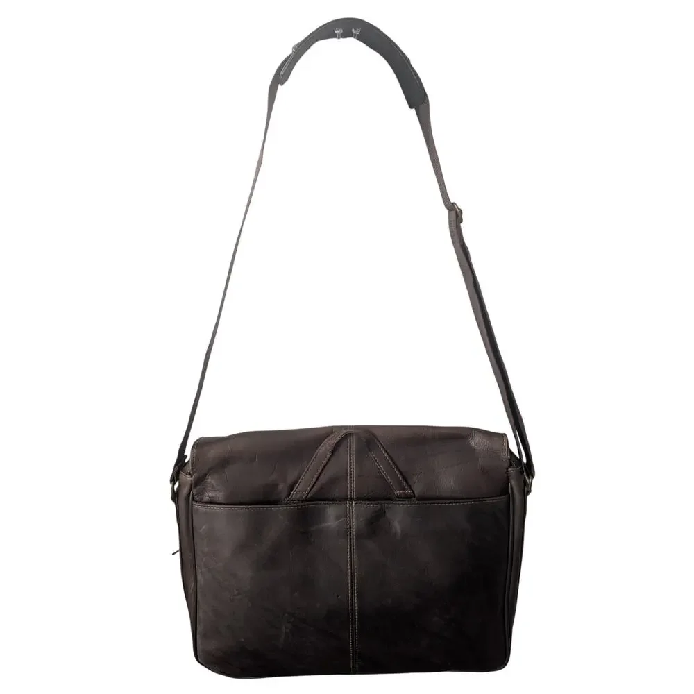 KENNETH COLE REACTION! ESPRESSO BROWN GENUINE LEATHER LAPTOP CASE, BRIEFCASE!